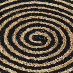 vidaXL Handmade Rug Jute with Spiral Design Black 90 cm