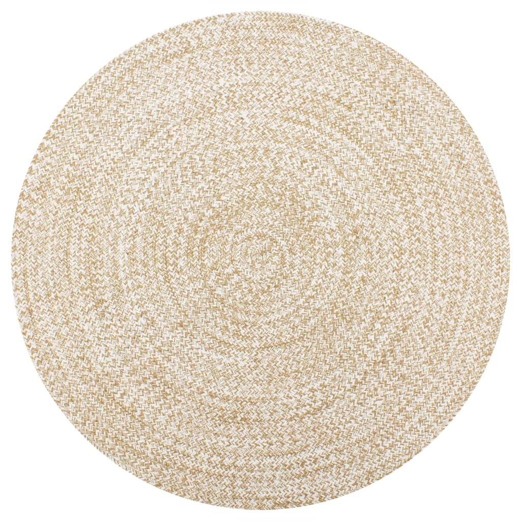 vidaXL Handmade Rug Jute White and Natural 120 cm