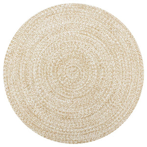 vidaXL Handmade Rug Jute White and Natural 120 cm