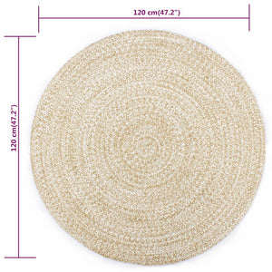 vidaXL Handmade Rug Jute White and Natural 120 cm