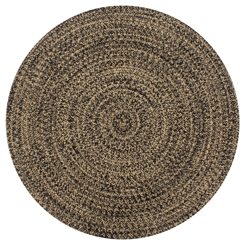 vidaXL Handmade Rug Jute Black and Natural 120 cm