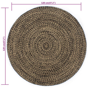 vidaXL Handmade Rug Jute Black and Natural 120 cm