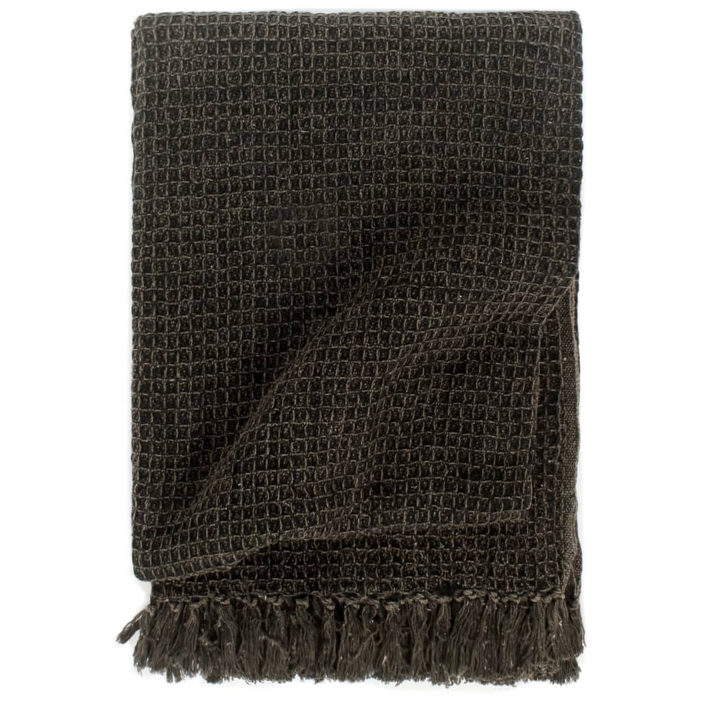 vidaXL Throw Cotton 160x210 cm Anthracite/Brown