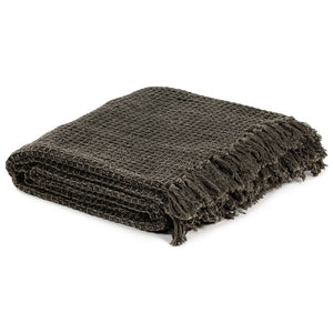 vidaXL Throw Cotton 160x210 cm Anthracite/Brown