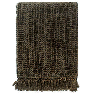 vidaXL Throw Cotton 160x210 cm Anthracite/Brown