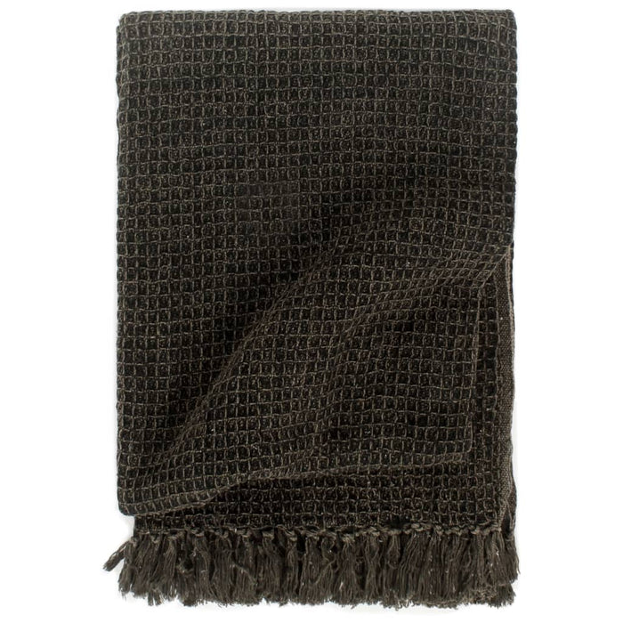 vidaXL Throw Cotton 220x250 cm Anthracite/Brown