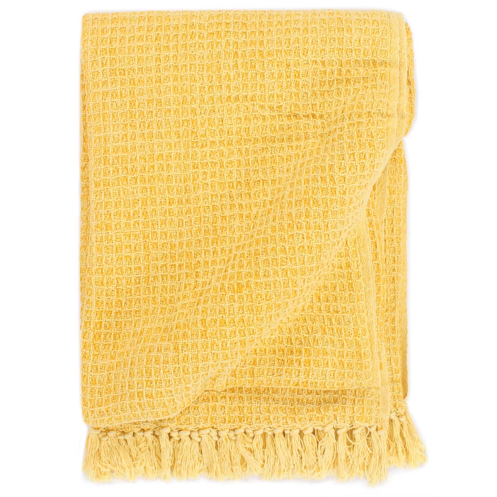 vidaXL Throw Cotton 125x150 cm Mustard Yellow