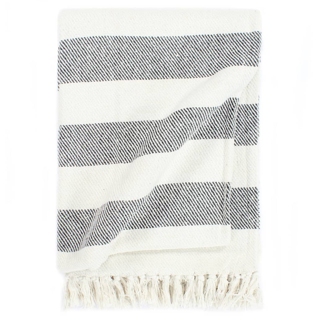 vidaXL Throw Cotton Stripe 220x250 cm Anthracite