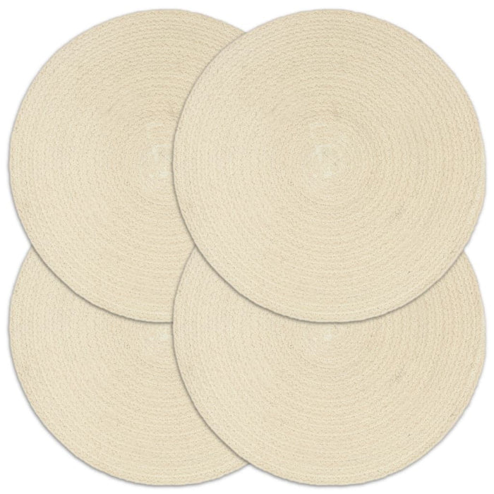 vidaXL Placemats 4 pcs Plain Natural 38 cm Round Cotton