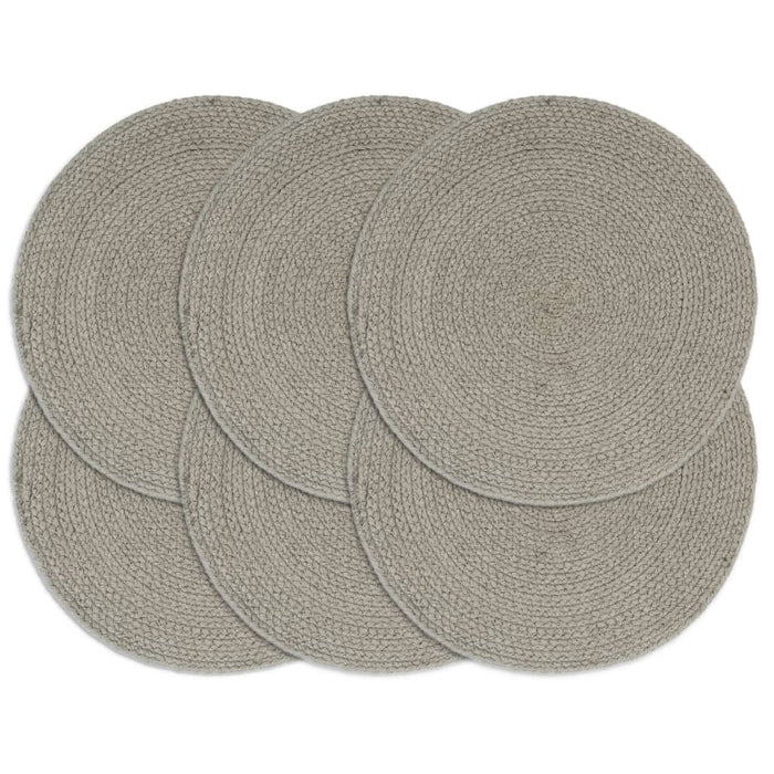 vidaXL Placemats 6 pcs Plain Grey 38 cm Round Cotton