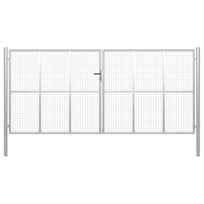 vidaXL Garden Gate Galvanised Steel 415x225 cm Silver