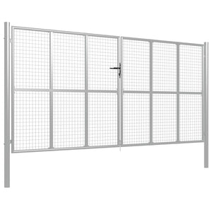 vidaXL Garden Gate Galvanised Steel 415x225 cm Silver