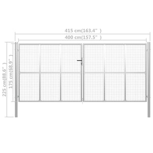 vidaXL Garden Gate Galvanised Steel 415x225 cm Silver