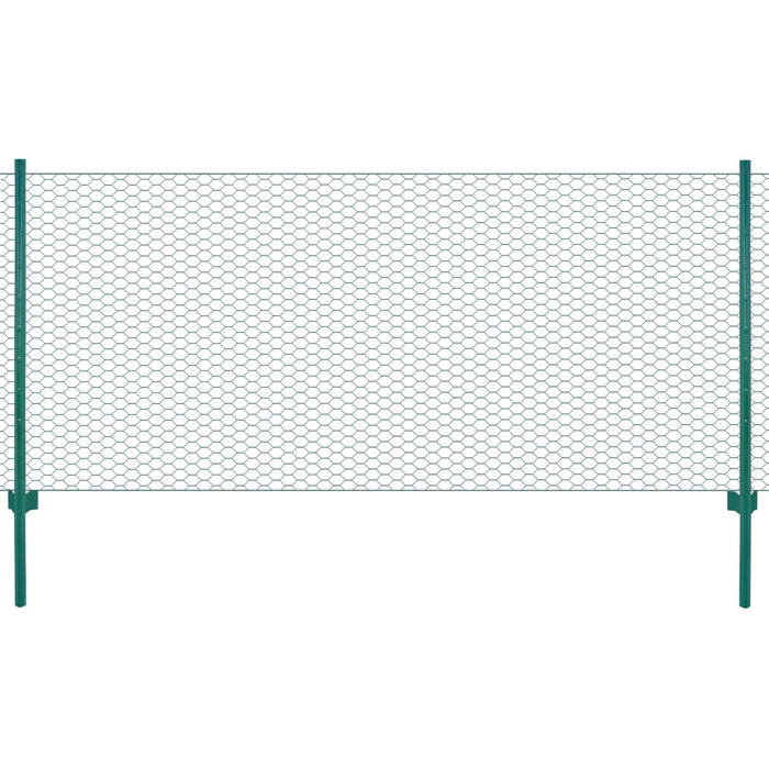 vidaXL Wire Mesh Fence with Posts Steel 25x1 m Green