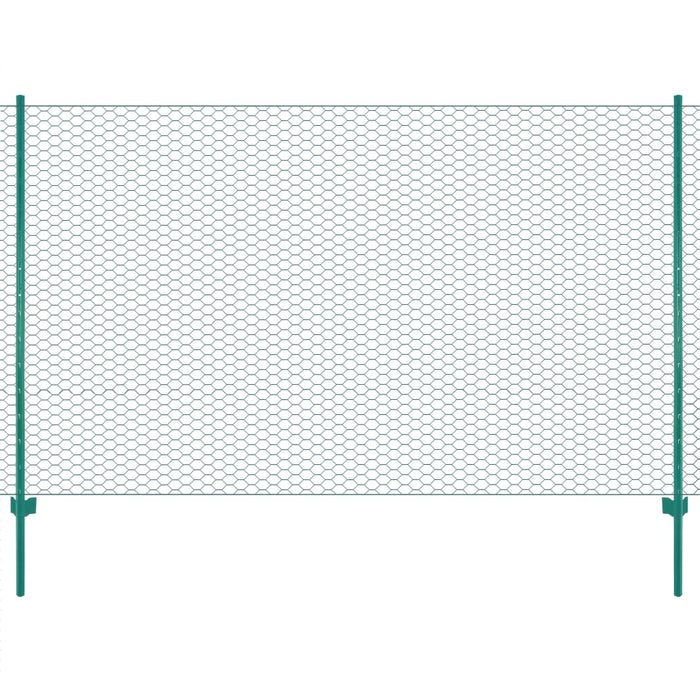 vidaXL Wire Mesh Fence with Posts Steel 25x1.5 m Green