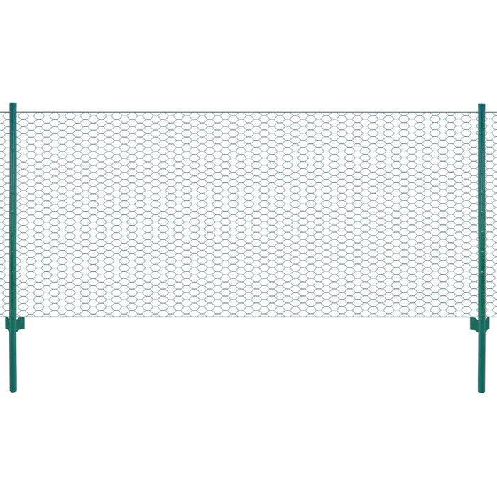 vidaXL Wire Mesh Fence with Posts Steel 25x0.75 m Green