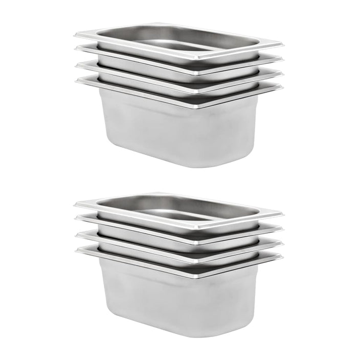 vidaXL Gastronorm Containers 8 pcs GN 1/4 100 mm Stainless Steel