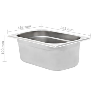 vidaXL Gastronorm Containers 8 pcs GN 1/4 100 mm Stainless Steel