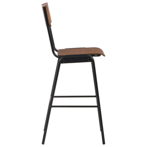 vidaXL Bar Chairs 2 pcs Brown Solid Plywood Steel