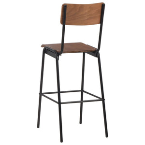 vidaXL Bar Chairs 2 pcs Brown Solid Plywood Steel