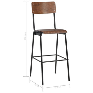 vidaXL Bar Chairs 2 pcs Brown Solid Plywood Steel