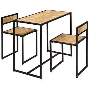 vidaXL 3 Piece Dining Set Solid Mango Wood