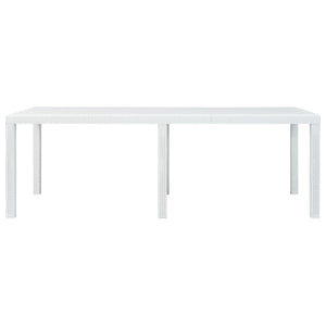 vidaXL Garden Table White 220x90x72 cm Plastic Rattan Look