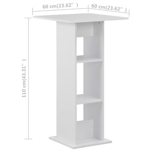 vidaXL Bar Table White 60x60x110 cm