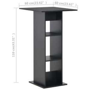 vidaXL Bar Table Black 60x60x110 cm