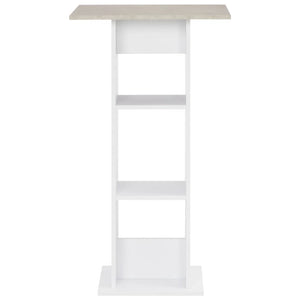 vidaXL Bar Table White and Concrete 60x60x110 cm