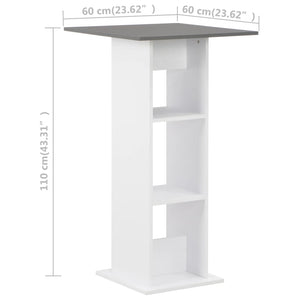 vidaXL Bar Table White and Anthracite Grey 60x60x110 cm