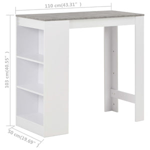 vidaXL Bar Table with Shelf White 110x50x103 cm