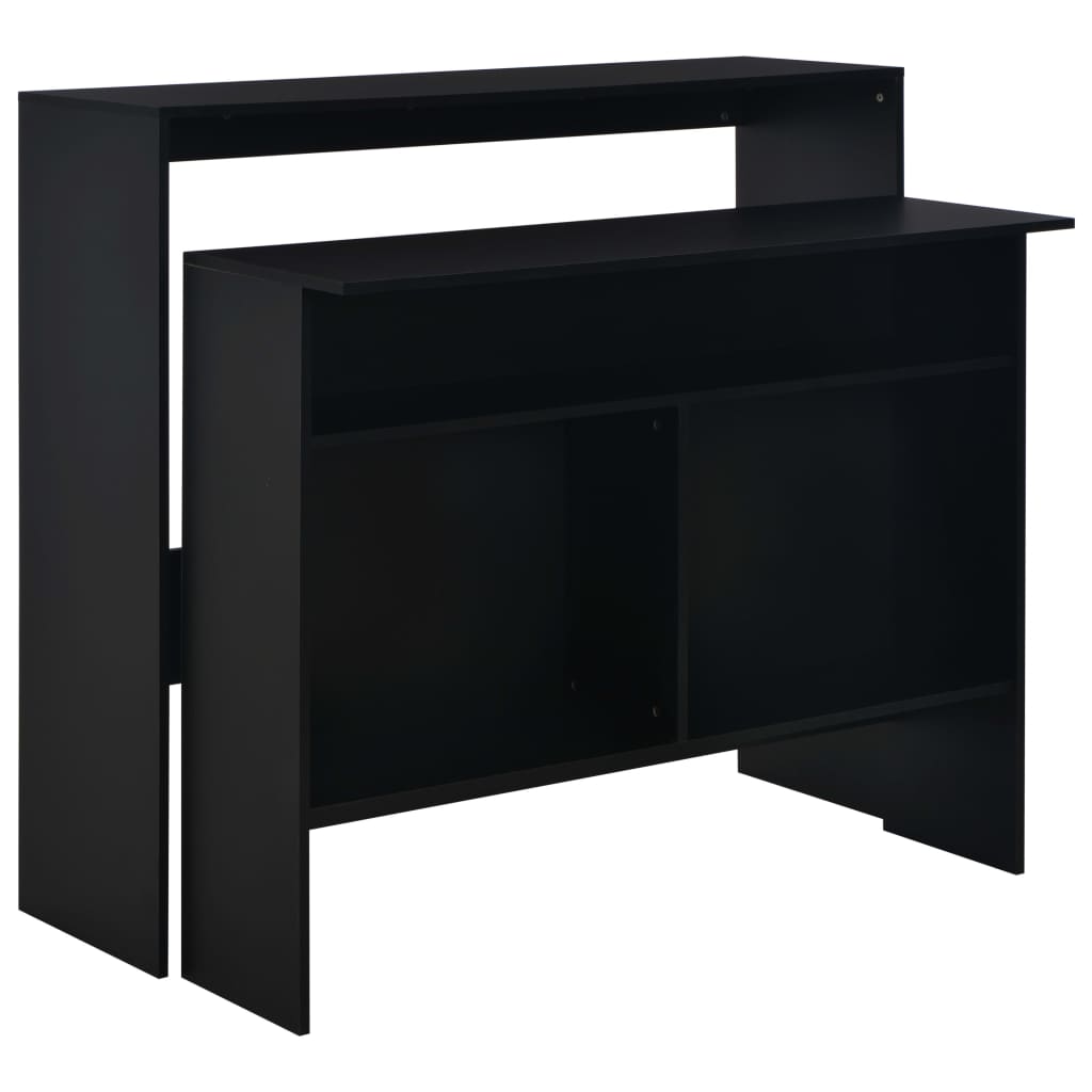 vidaXL Bar Table with 2 Table Tops Black 130x40x120 cm