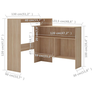 vidaXL Bar Table with 2 Table Tops Oak 130x40x120 cm