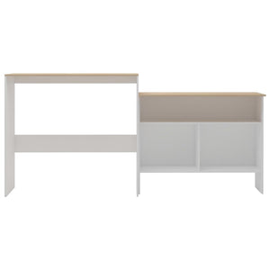 vidaXL Bar Table with 2 Table Tops White and Oak 130x40x120 cm