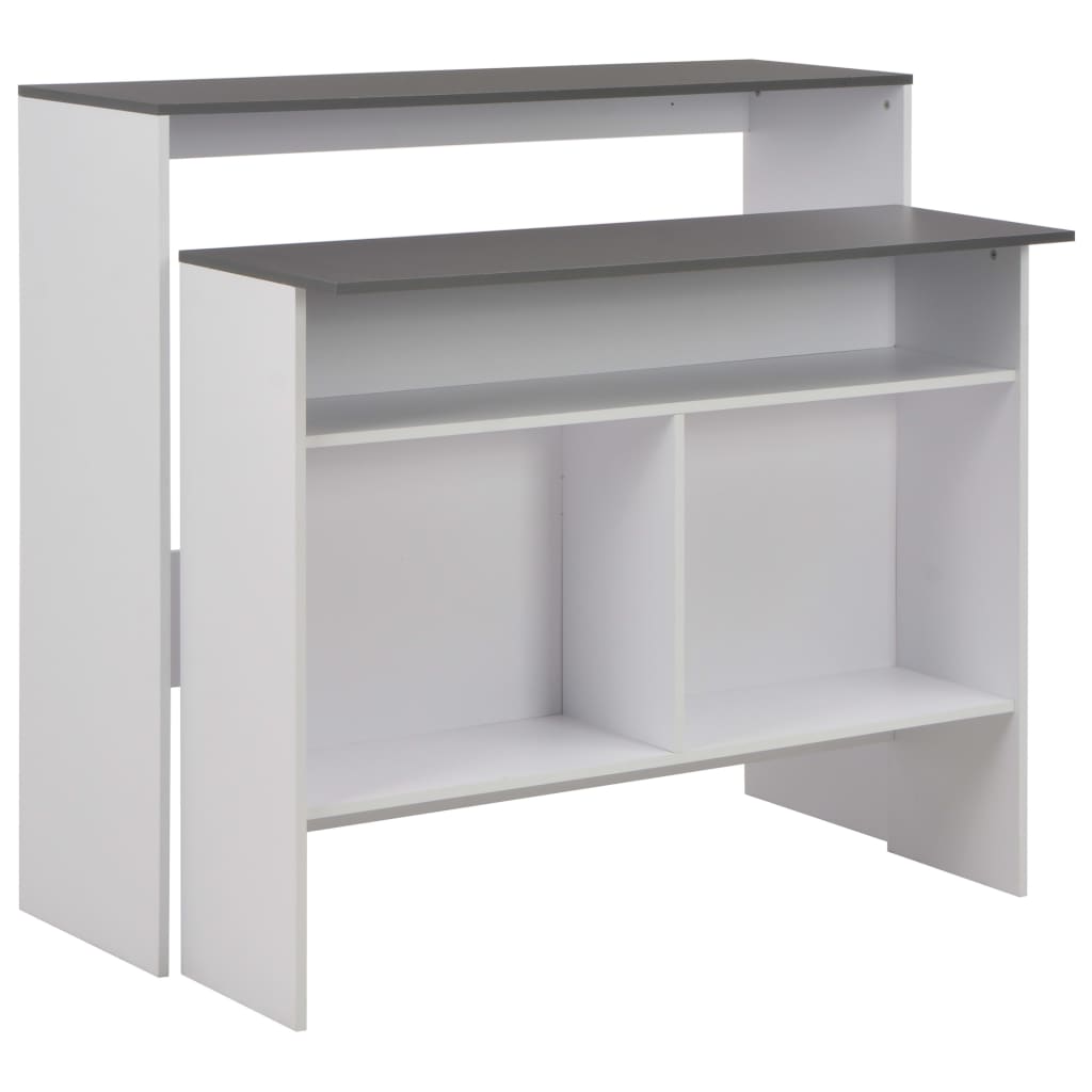 vidaXL Bar Table with 2 Table Tops White and Grey 130x40x120 cm