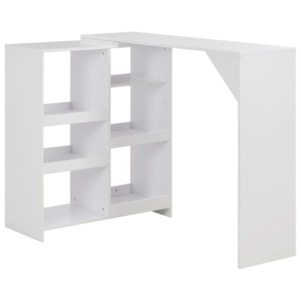 vidaXL Bar Table with Moveable Shelf White 138x39x110 cm