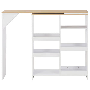 vidaXL Bar Table with Moveable Shelf White 138x39x110 cm