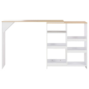 vidaXL Bar Table with Moveable Shelf White 138x39x110 cm