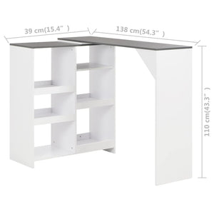 vidaXL Bar Table with Moveable Shelf White 138x39x110 cm