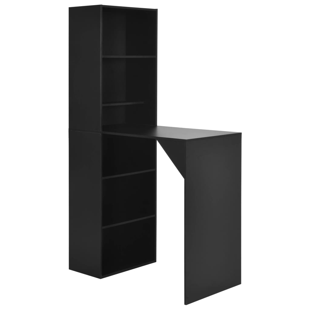 vidaXL Bar Table with Cabinet Black 115x59x200 cm