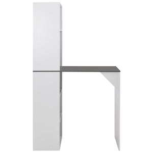 vidaXL Bar Table with Cabinet White 115x59x200 cm