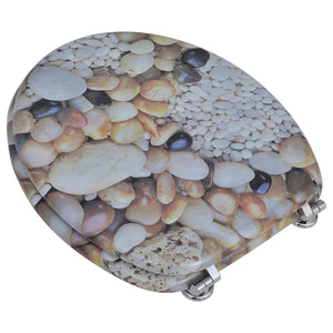 vidaXL Toilet Seats with Lids 2 pcs MDF Pebbles