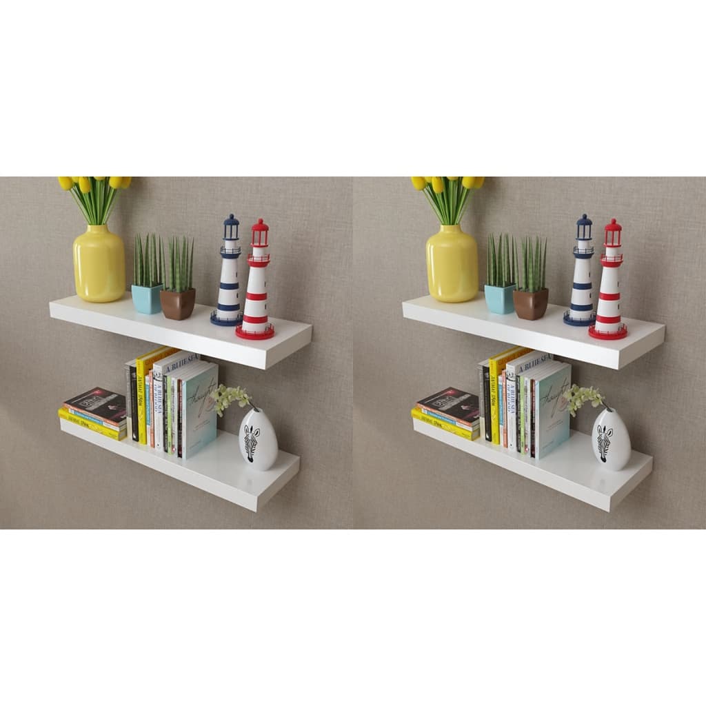 vidaXL Wall Shelves 4 pcs White 60 cm