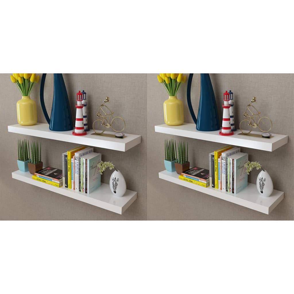 vidaXL Wall Shelves 4 pcs White 80 cm