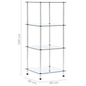 vidaXL 4-Tier Shelf Transparent 40x40x100 cm Tempered Glass