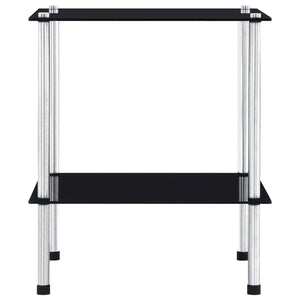 vidaXL 2-Tier Shelf Black 40x40x47 cm Tempered Glass