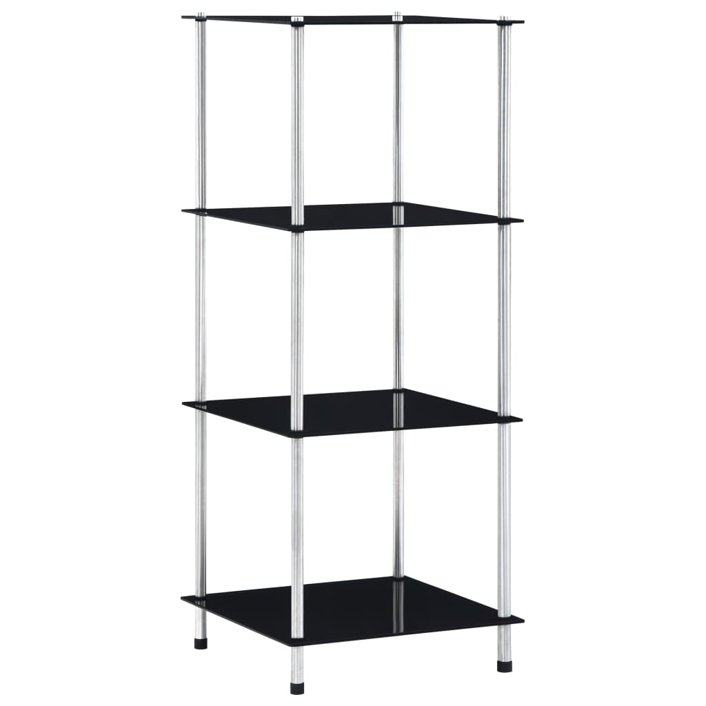 vidaXL 4-Tier Shelf Black 40x40x100 cm Tempered Glass