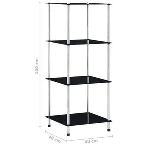 vidaXL 4-Tier Shelf Black 40x40x100 cm Tempered Glass