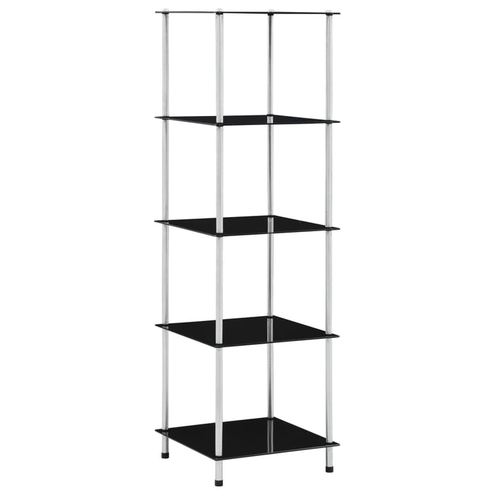 vidaXL 5-Tier Shelf Black 40x40x130 cm Tempered Glass